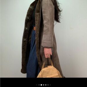 Vintage 70’s Shearling Women's Brown Suede Coat from Finland Size 2 or XS